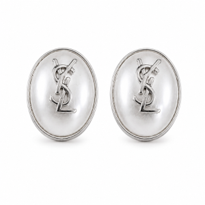 Silver Pearl Oval Luxe Earrings