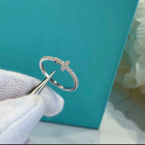 Silver Divine Cross Crystal Ring
