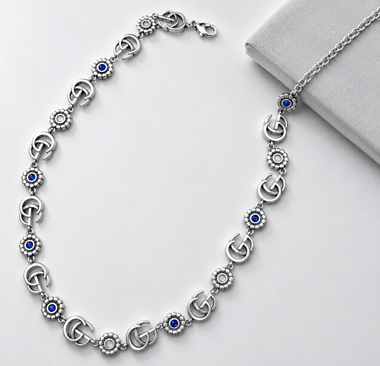Silver Luxe Evil Eye Link Necklace