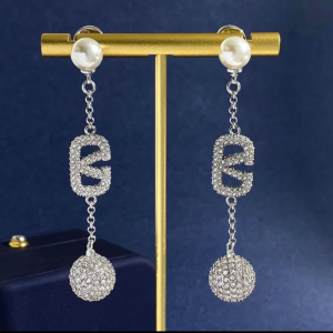 Silver Pearl Crystal Drop Earrings