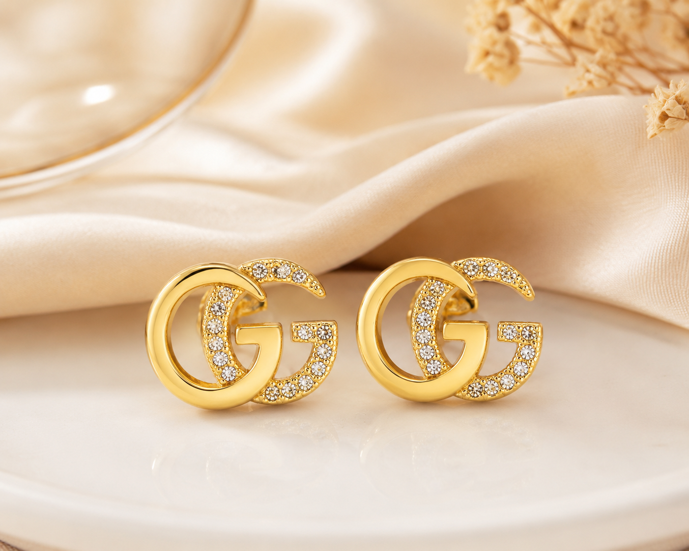 Golden Luxe Crystal GG Stud Earrings