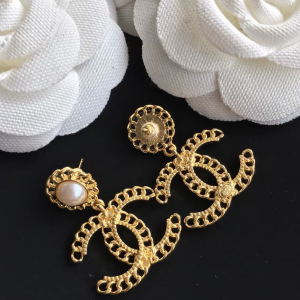 Luxury Stainless Steel Pearl-Inspired Statement Earrings – Gold-Tone Designer Style