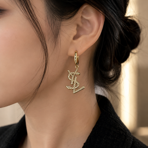 Luxury Stainless Steel Monogram Drop Earrings
