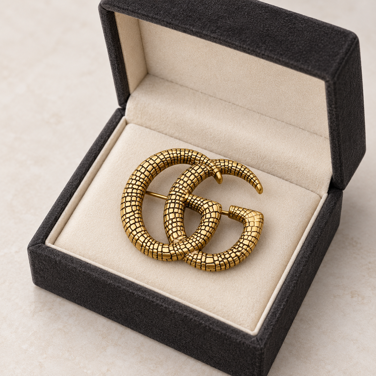 double g brooch in open velvet case double g brooch in open velvet case
